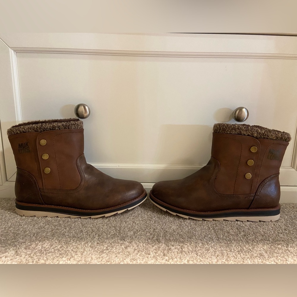 Mail Luks Brown Zipper Boots. NWOT.